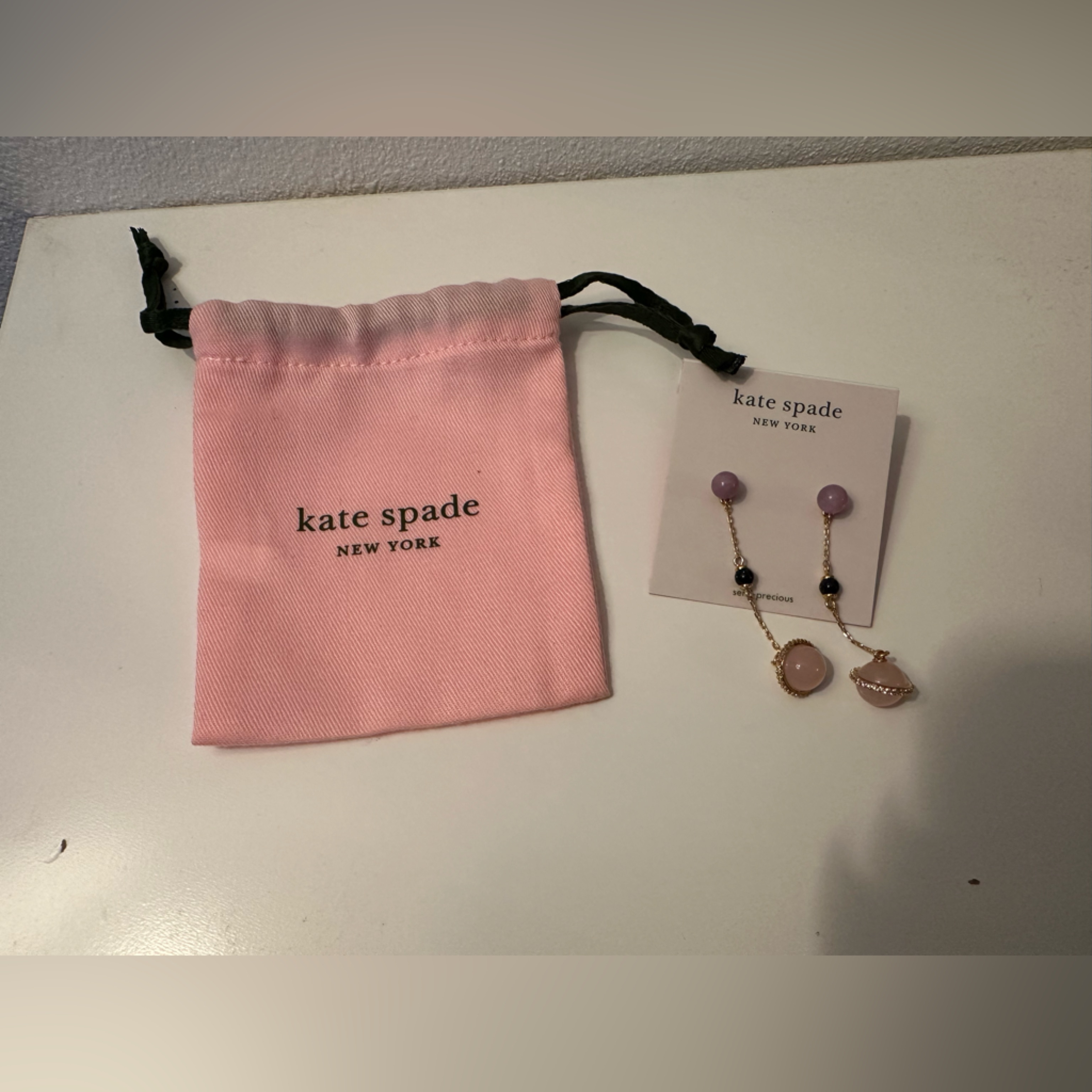 New Kate Spade On The Rocks Linear Earrings 12k Gold Plated Metal